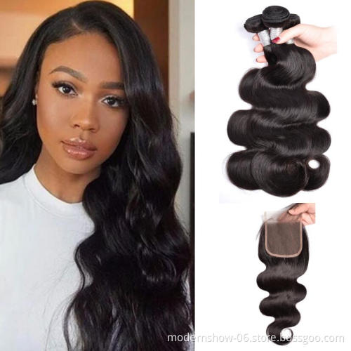 10A Grade Cuticle Aligned Raw Virgin Hair Vendors Human Hair Bundles With Closure